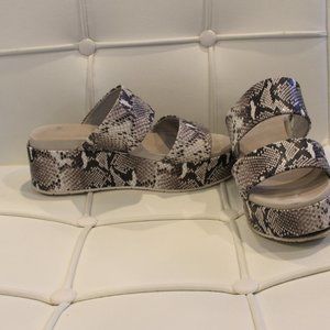 J/Slides Leather Snakeskin Platform Sandals